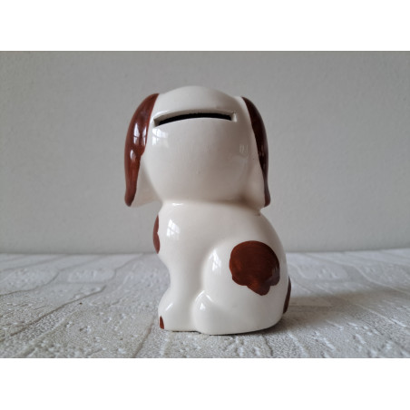 Zittende hond van porselein spaarpot 8x6x12cm - spaarpotten