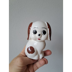 Zittende hond van porselein spaarpot 8x6x12cm