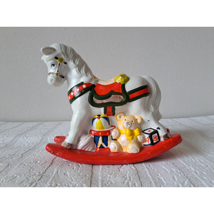 Hobbelpaard van aardewerk spaarpot 18.5x7x16.5cm - spaarpotten