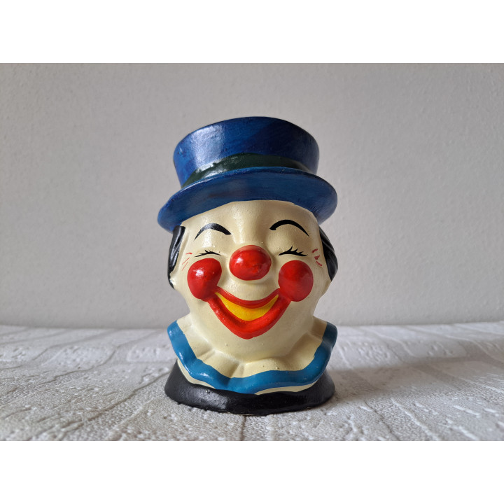 Clown hoofd van aardewerk spaarpot D9.5xH12.5cm - spaarpotten