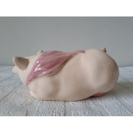 Liggende varken van porselein met sjaal spaarpot 22.5x10x11cm - spaarpotten