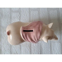 Liggende varken van porselein met sjaal spaarpot 22.5x10x11cm - spaarpotten