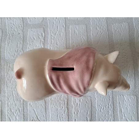Liggende varken van porselein met sjaal spaarpot 22.5x10x11cm - spaarpotten