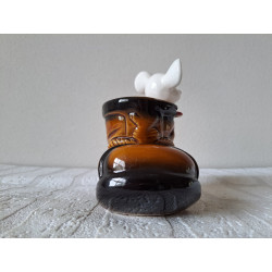 Muis van porselein in een schoen spaarpot 14x8x13cm - spaarpotten