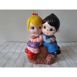 Meisje en jongen van keramiek Grote spaarpot 23x15.5x30cm - spaarpotten