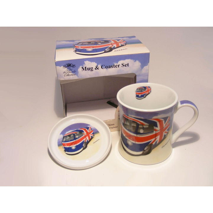 Beker met onderzetter met Volkswagen T1 combi bus The leonardo collection