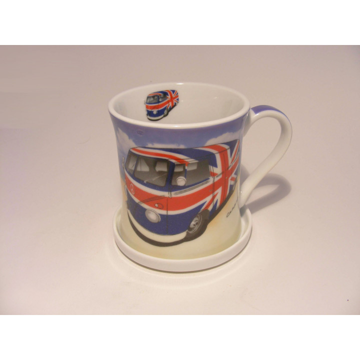Beker met onderzetter met Volkswagen T1 combi bus The leonardo collection
