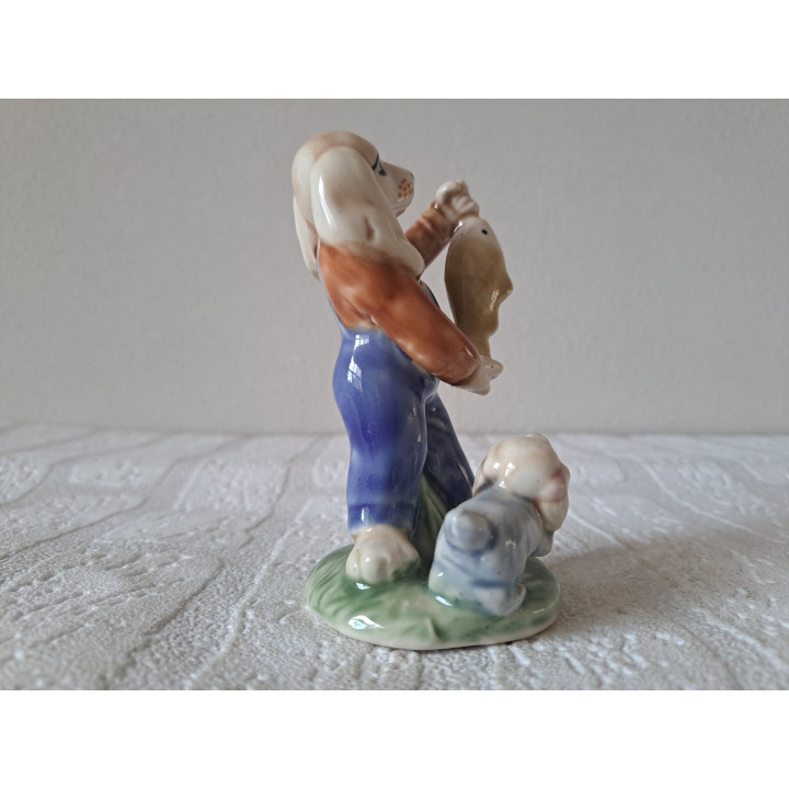 Cocker spaniel hond van porselein als visser 6x6x12cm - dierfiguren