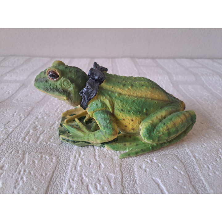 Groene kikker van kunsthars met wiebelhoofd 15x9x7cm - dierfiguren
