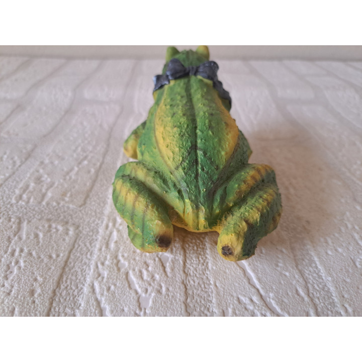 Groene kikker van kunsthars met wiebelhoofd 15x9x7cm - dierfiguren