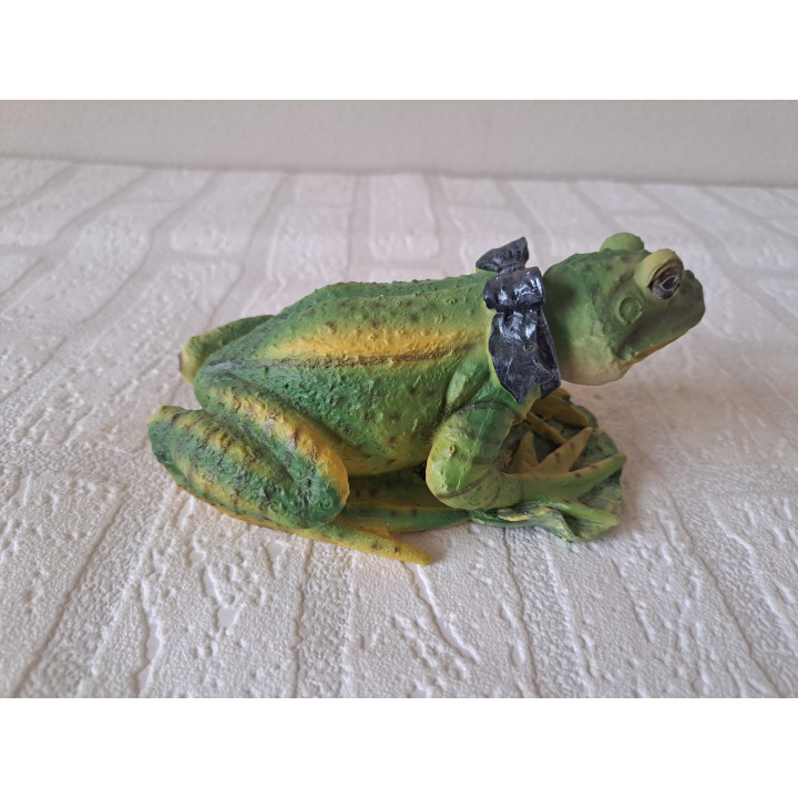 Groene kikker van kunsthars met wiebelhoofd 15x9x7cm - dierfiguren