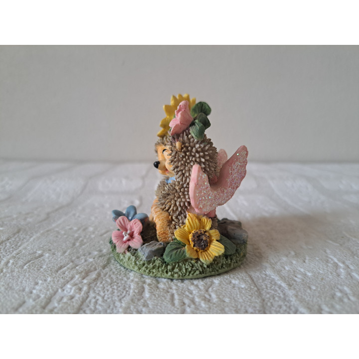 Elfen egels van kunsthars met bloemen RFA D6xH7.5cm - dierfiguren