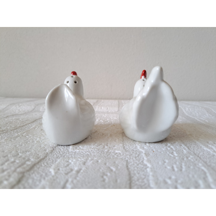 Kip en haan peper en zoutstel van porselein 9x5x6.5cm - peper en zoutstellen