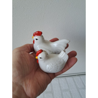 Kip en haan peper en zoutstel van porselein 9x5x6.5cm