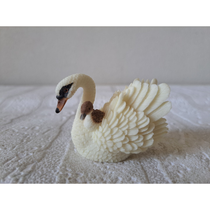 Zwaan met pul-jong, kunsthars 6x3.5x5cm (A3) - dierfiguren