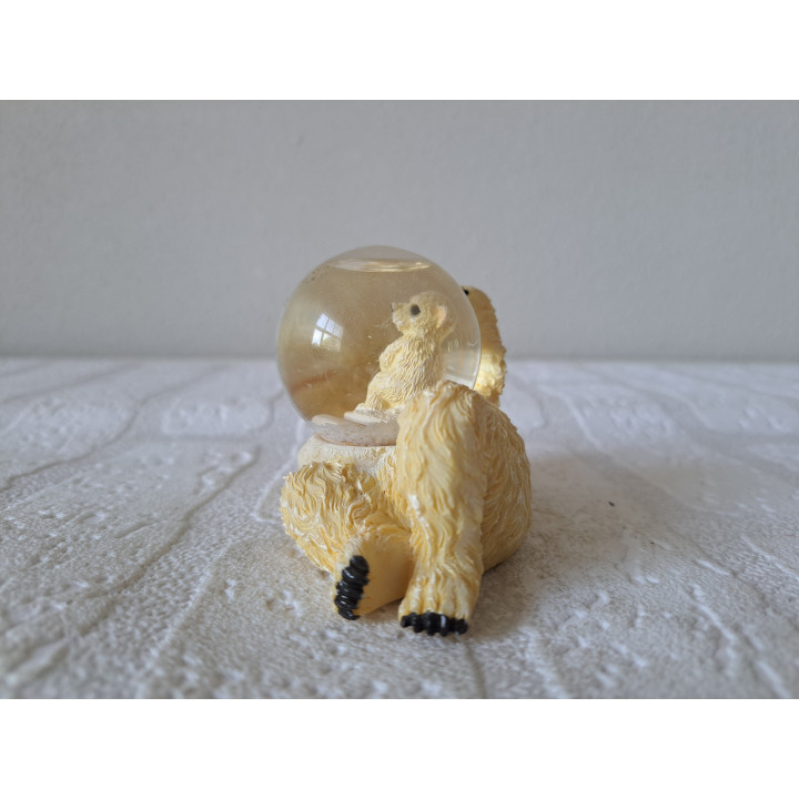 IJsbeer met een jong in schudbol, kunsthars-glas 10x6x6cm - dierfiguren