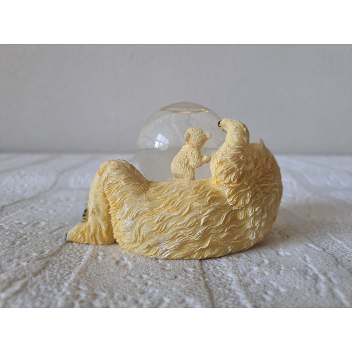 IJsbeer met een jong in schudbol, kunsthars-glas 10x6x6cm - dierfiguren