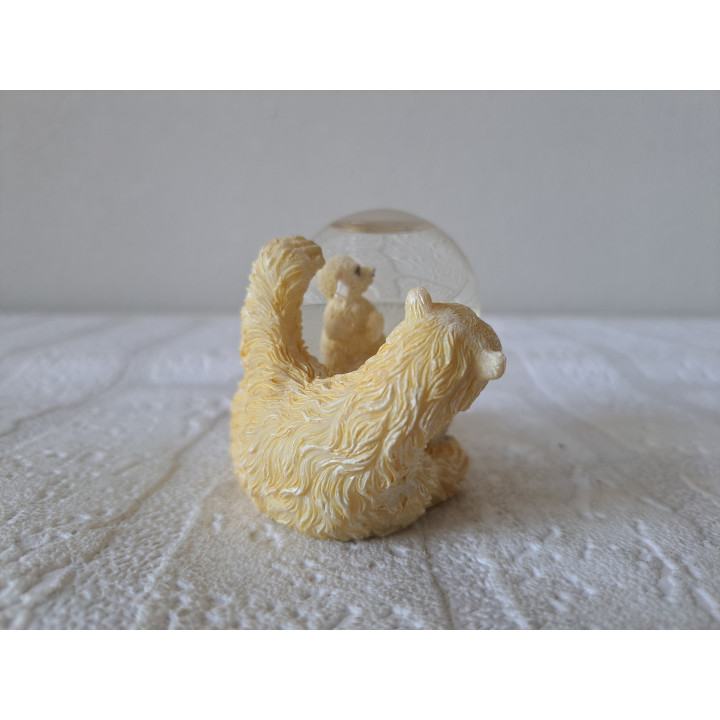 IJsbeer met een jong in schudbol, kunsthars-glas 10x6x6cm - dierfiguren
