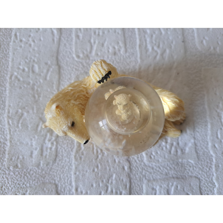 IJsbeer met een jong in schudbol, kunsthars-glas 10x6x6cm - dierfiguren