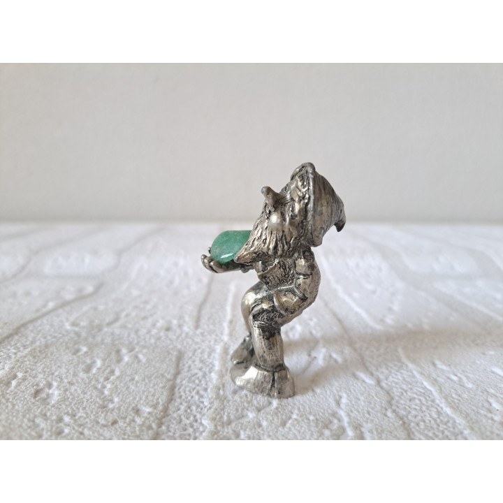 Kabouter van metaal met edelsteen 2.5x3.5x6cm - kabouters