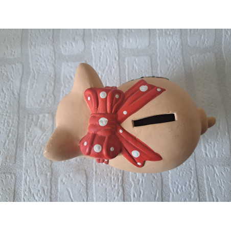 Grote varken van keramiek met strik spaarpot 19x10x11cm - spaarpotten