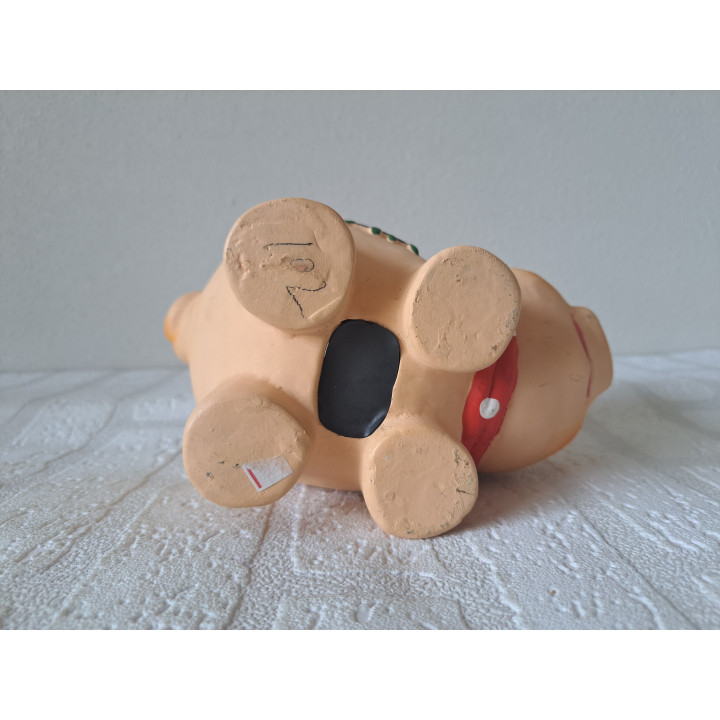 Grote varken van aardewerk met strik spaarpot 19x10x11cm - spaarpotten