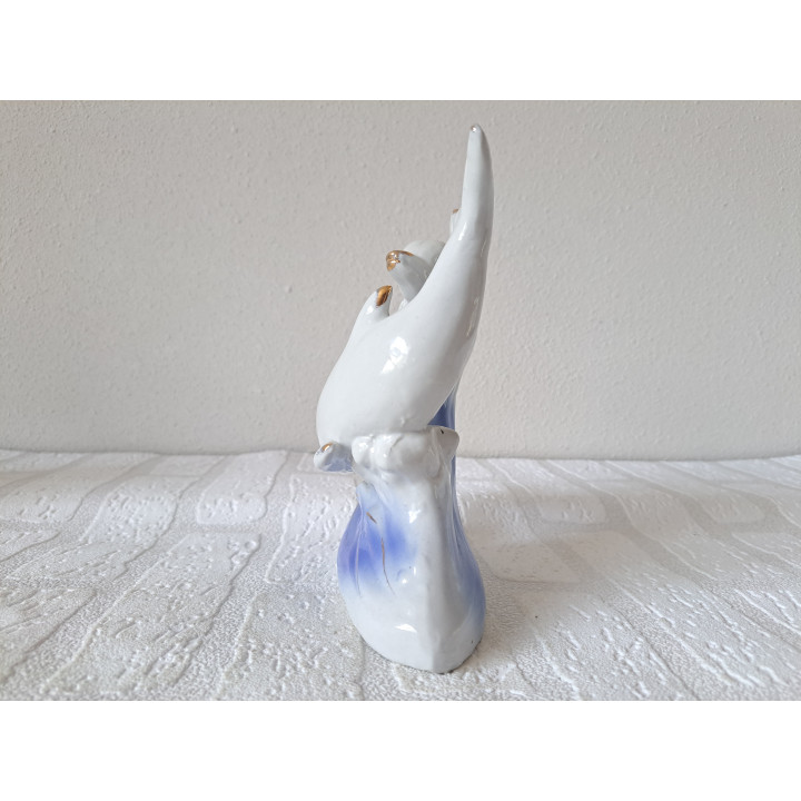 Grote beeld van porselein met dolfijnen 20x8x18cm - dierfiguren