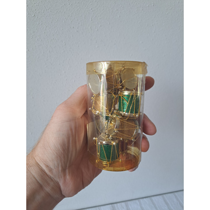8 trommeltjes van kunststof voor in de kerstboom D2x2.5cm
