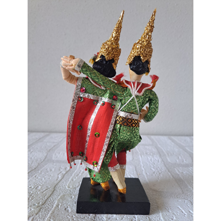 Thaise dansers van stof met houten plateau 7x5x20.5cm- klederdracht