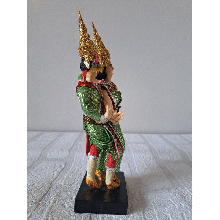 Thaise dansers van stof met houten plateau 7x5x20.5cm- klederdracht