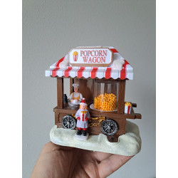 Popcorn wagen van kunststof in de sneeuw 13.5x9.5x13cm