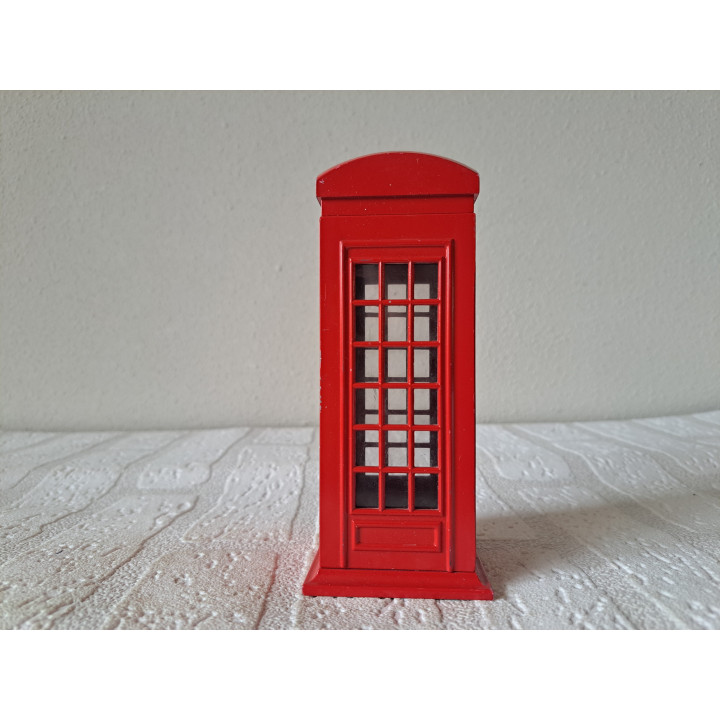 Telefooncel London spaarpot van metaal 6x6x14.5cm - spaarpotten