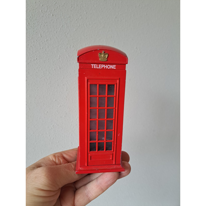 Telefooncel London spaarpot van metaal 6x6x14.5cm