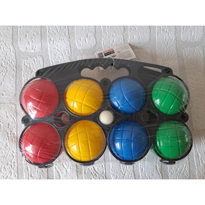 Jeu de boules set met 8 ballen en 1 but 27x7x18cm - sporten