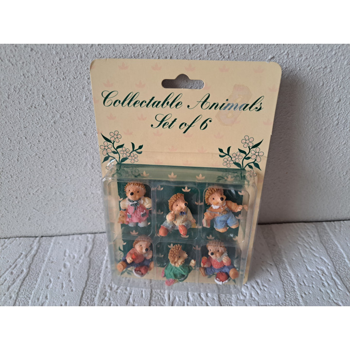 6 stuks mini egels van kunsthars 3x1.5x3.5cm ONGEOPEND - dierfiguren