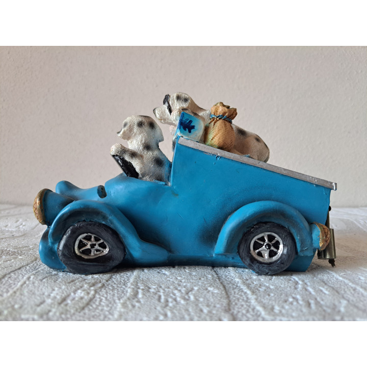 Geldwagen spaarpot van kunsthars met Dalmatiërs 16x7.5x11cm - spaarpotten