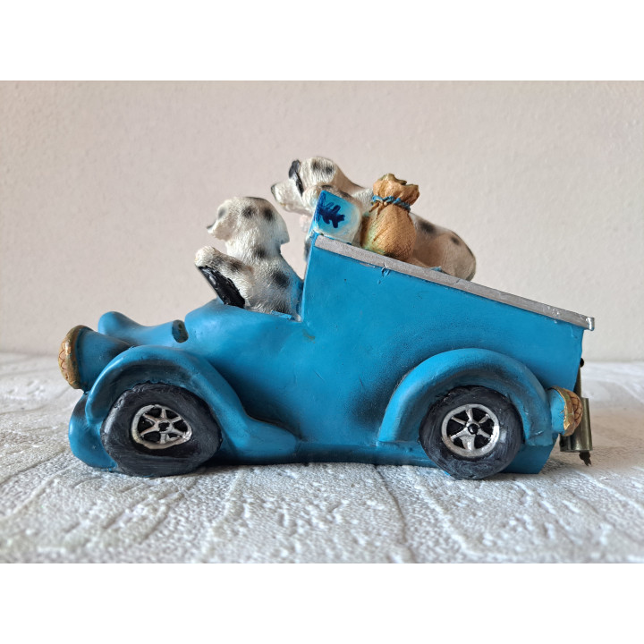 Geldwagen spaarpot van kunsthars met Dalmatiërs 16x7.5x11cm - spaarpotten