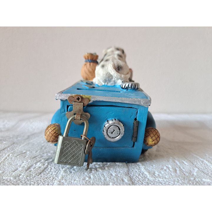 Geldwagen spaarpot van kunsthars met Dalmatiërs 16x7.5x11cm - spaarpotten