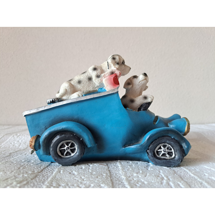Geldwagen spaarpot van kunsthars met Dalmatiërs 16x7.5x11cm - spaarpotten