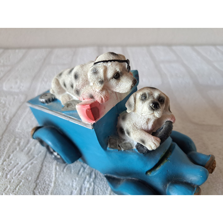 Geldwagen spaarpot van kunsthars met Dalmatiërs 16x7.5x11cm - spaarpotten