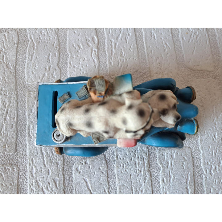 Geldwagen spaarpot van kunsthars met Dalmatiërs 16x7.5x11cm - spaarpotten