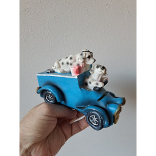 Geldwagen spaarpot van kunsthars met Dalmatiërs 16x7.5x11cm