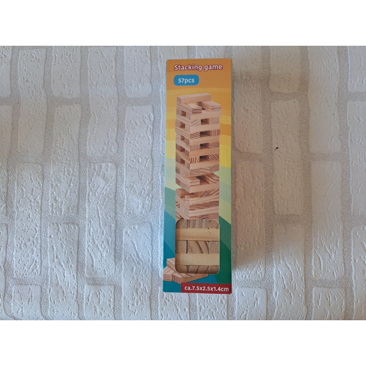 Jenga stapelspel met 57 houten blokken 7.5x7.5x27cm - spellen Jenga stapelspel met 57 houten blokken 7.5x7.5x27cm - spellen