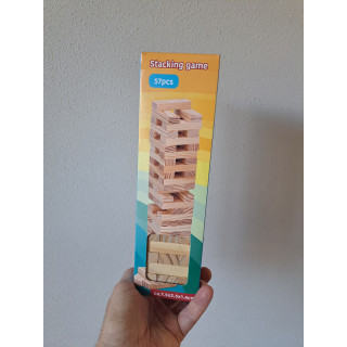 Jenga stapelspel met 57 houten blokken 7.5x7.5x27cm