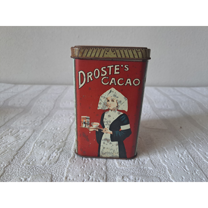 Cacao Pastilles Droste Fijnste Chocolade blik 7.5x7.5x12cm - Droste
