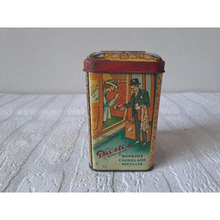Bonbons Chocolade pastilles Droste blik 7.5x7.5x12cm - Droste