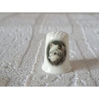 Wolf on Photo Porcelain Thimble