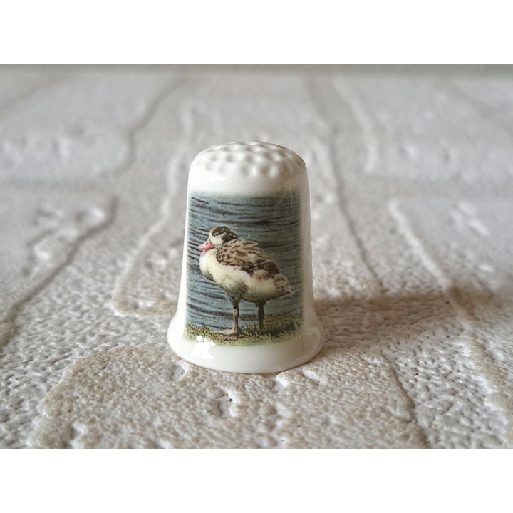 Eend kijkt naar het water vingerhoedje Eend kijkt naar het water vingerhoedje