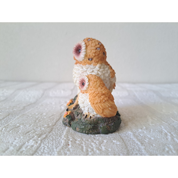 Uil met jong, kunsthars 5x5.5x10.5cm - dierfiguren