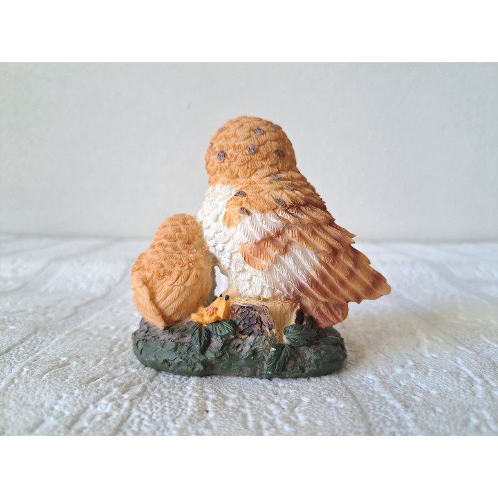 Uil met jong, kunsthars 5x5.5x10.5cm - dierfiguren